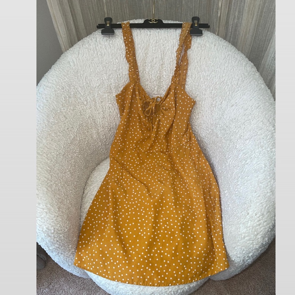 Mustard polka dot summer dress size S